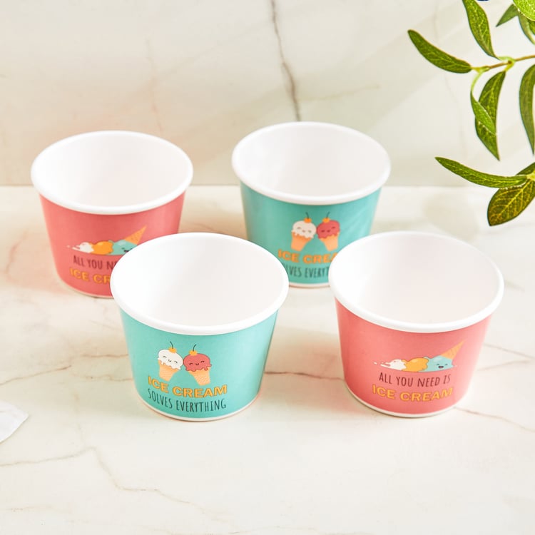 Bakers Pride Veha Set of 4 Melamine Printed Ice Cream Bowls - 200ml