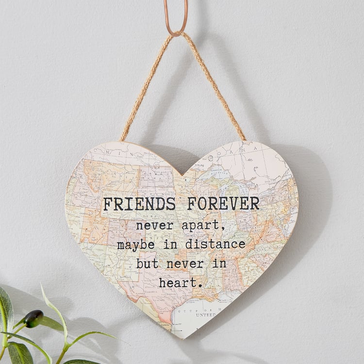 Garnet Wooden Heart Map Wall Hanging