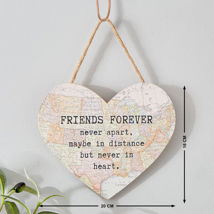 Garnet Wooden Heart Map Wall Hanging