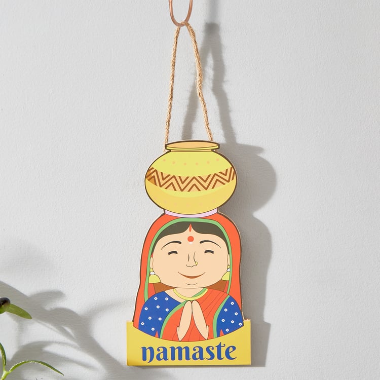 Garnet Wooden Namaste Hanging Wall Accent