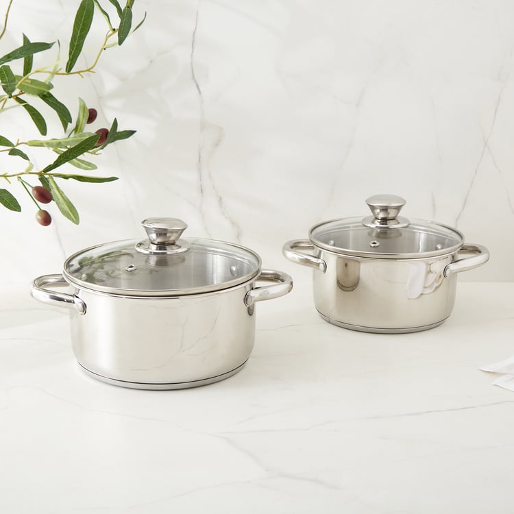 Delight Nevis Set of 2 Stainless Steel Casseroles with Lid