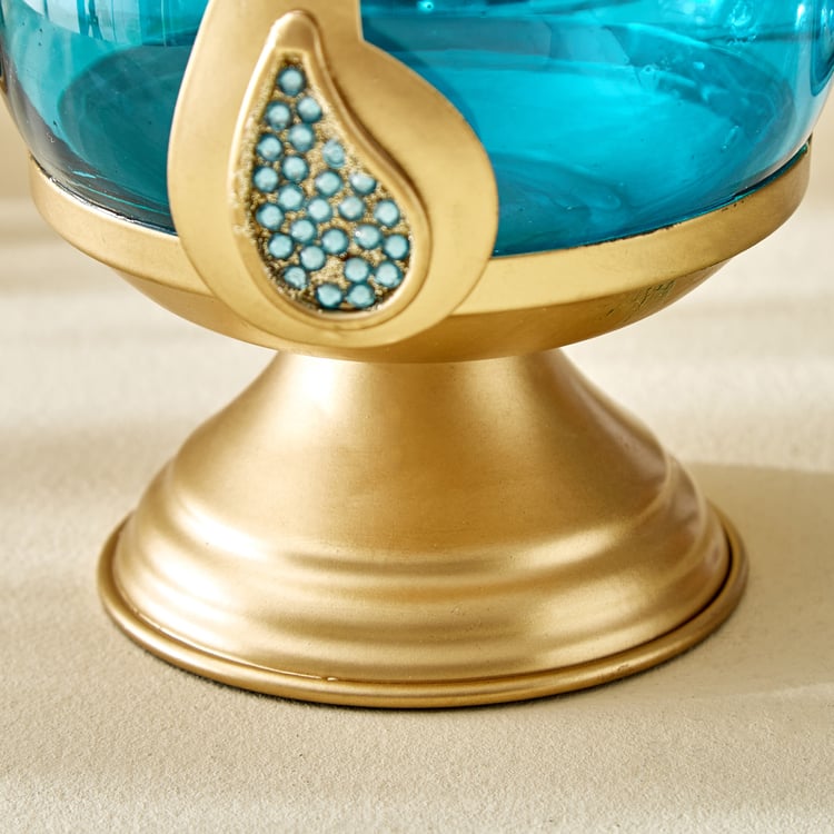 Mayur Azura Metal Peacock Votive Holder