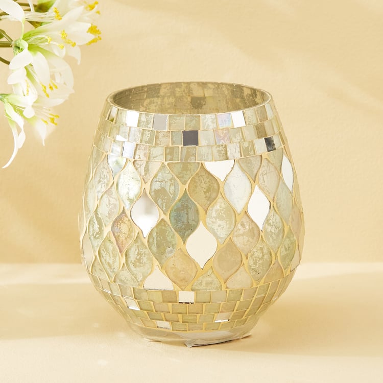 Mabel Lustra Glass Mosaic Hurricane Candle Holder - Large