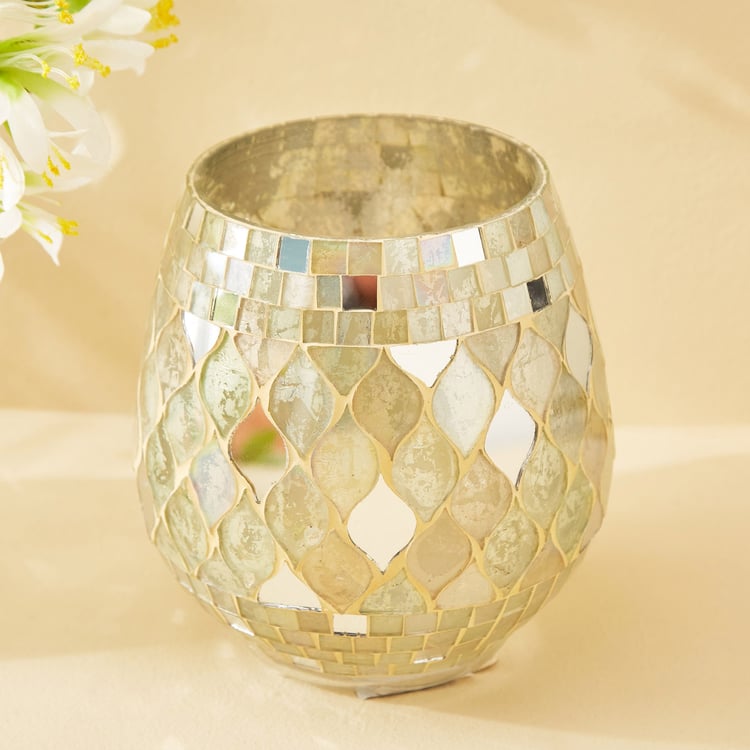 Mabel Lustra Glass Mosaic Hurricane Candle Holder - Large