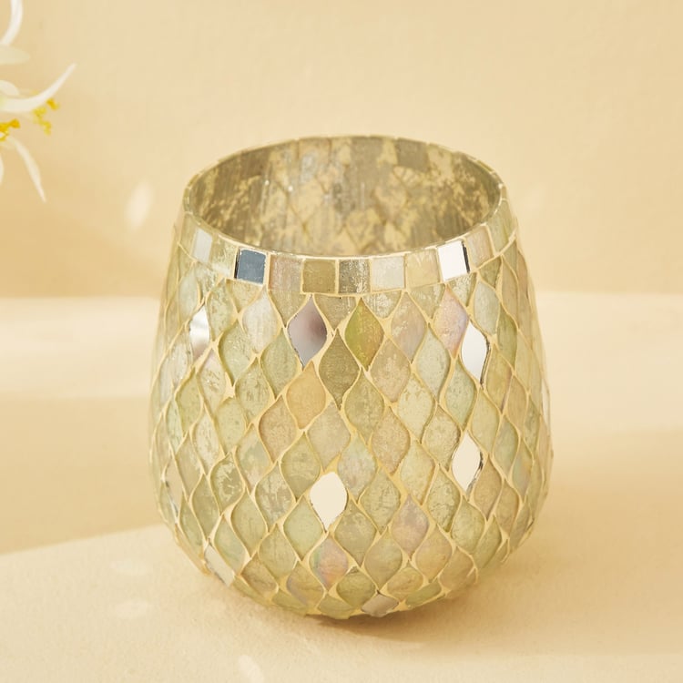 Mabel Lustra Glass Mosaic Hurricane Candle Holder - Small