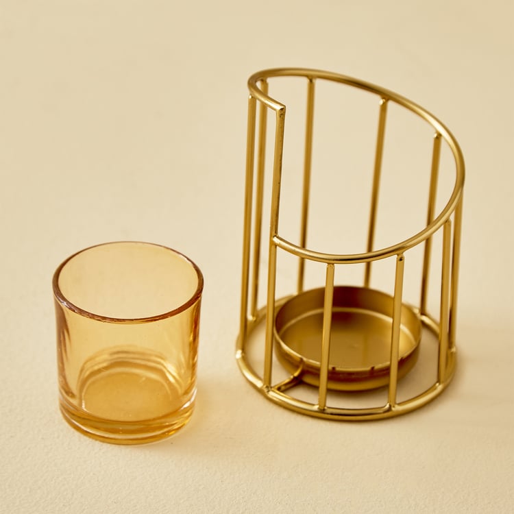 Raga Alora Set of 2 Metal and Glass T-Light Holders