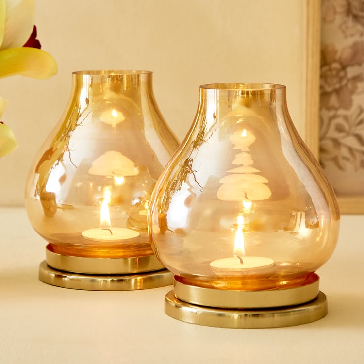 Raga Apurva Set of 2 Glass Drop T-Light Holders