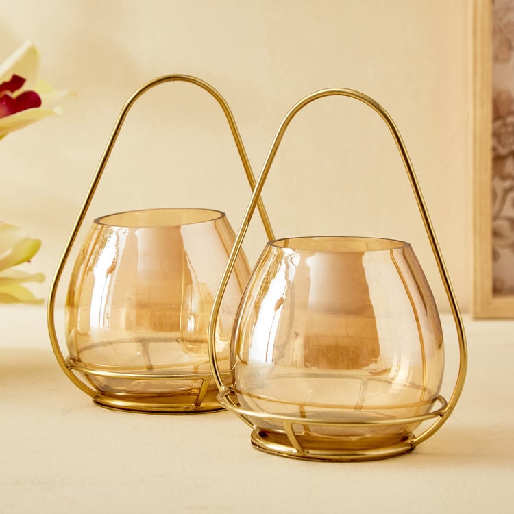 Raga Apurva Set of 2 Glass T-Light Holders