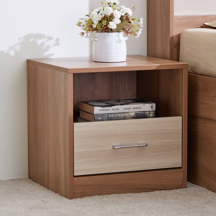 Samuel Bedside Table with Drawer - Brown