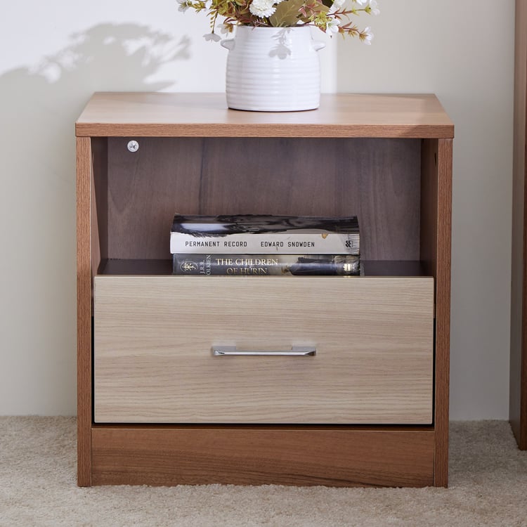 Samuel Bedside Table with Drawer - Brown