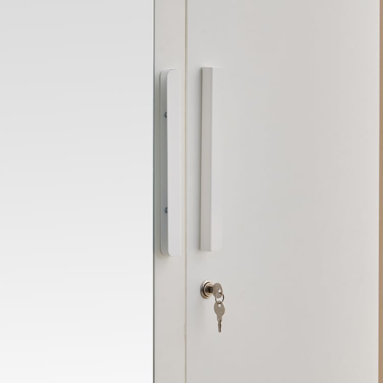 Helios Nolan 2-Door Wardrobe with Mirror - White and Teak