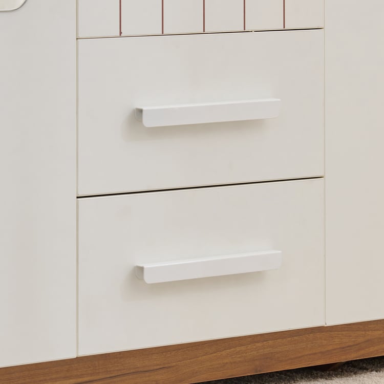 Helios Nolan 3-Door Wardrobe with Mirror and Drawers - Teak and White