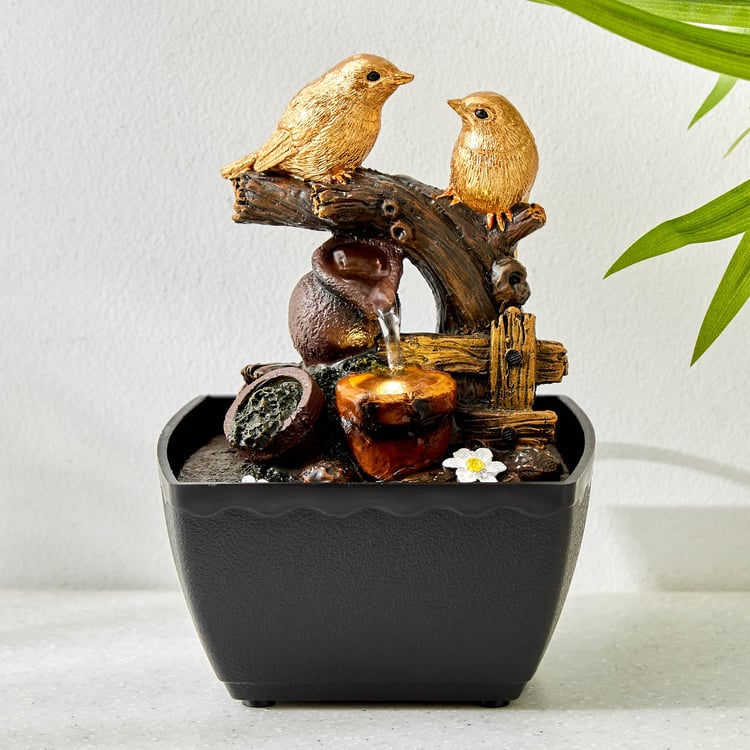 Alpine Polyresin Bird Water Fountain - 13x12.5x18.5cm