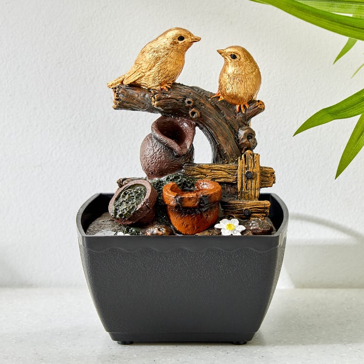 Alpine Polyresin Bird Water Fountain - 13x12.5x18.5cm