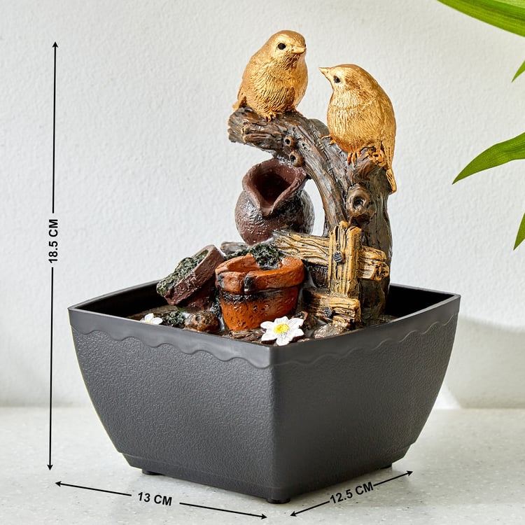 Alpine Polyresin Bird Water Fountain - 13x12.5x18.5cm