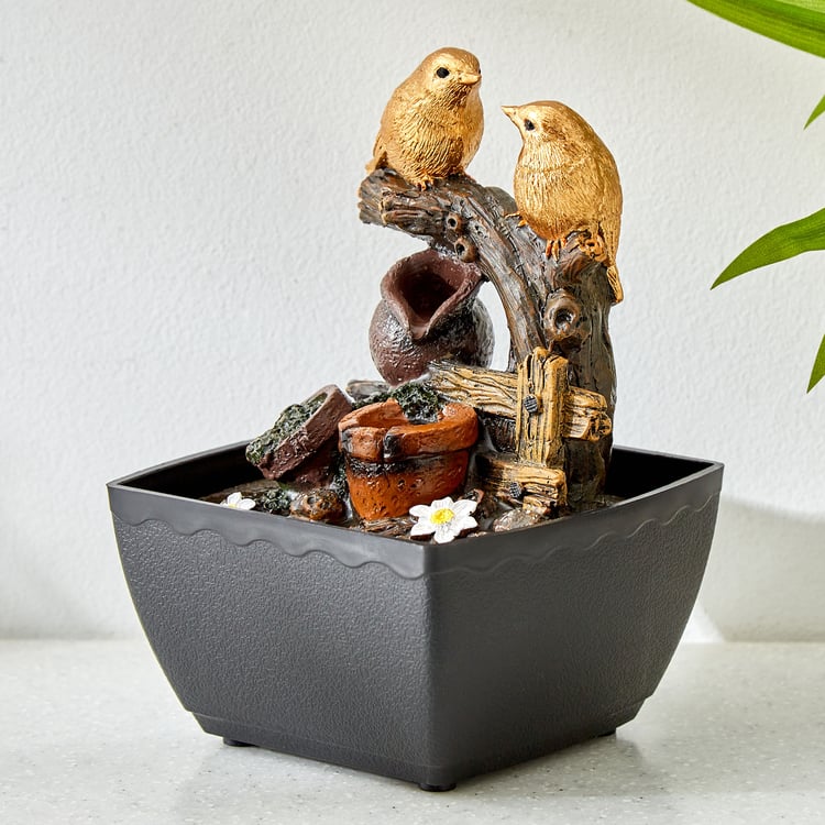 Alpine Polyresin Bird Water Fountain - 13x12.5x18.5cm