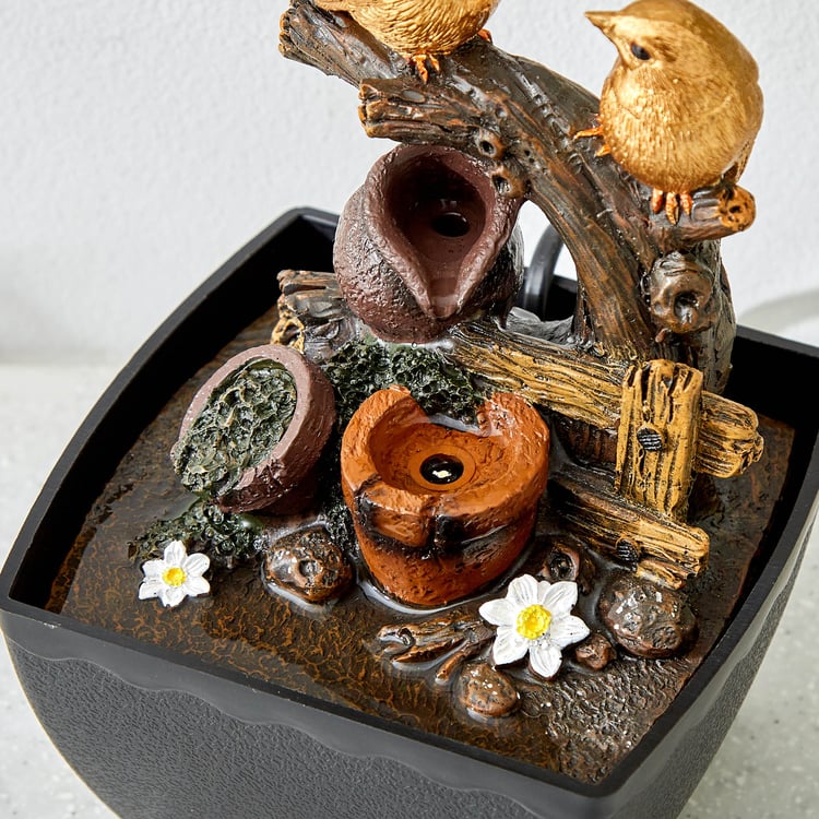 Alpine Polyresin Bird Water Fountain - 13x12.5x18.5cm