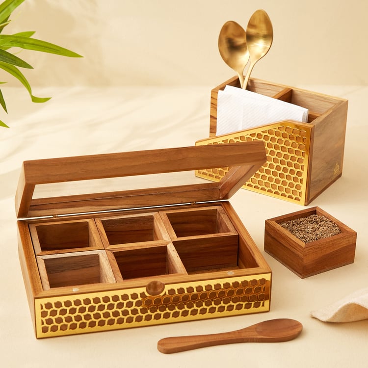 Haze Dietes Wooden 2-in-1 Kitchen Organiser