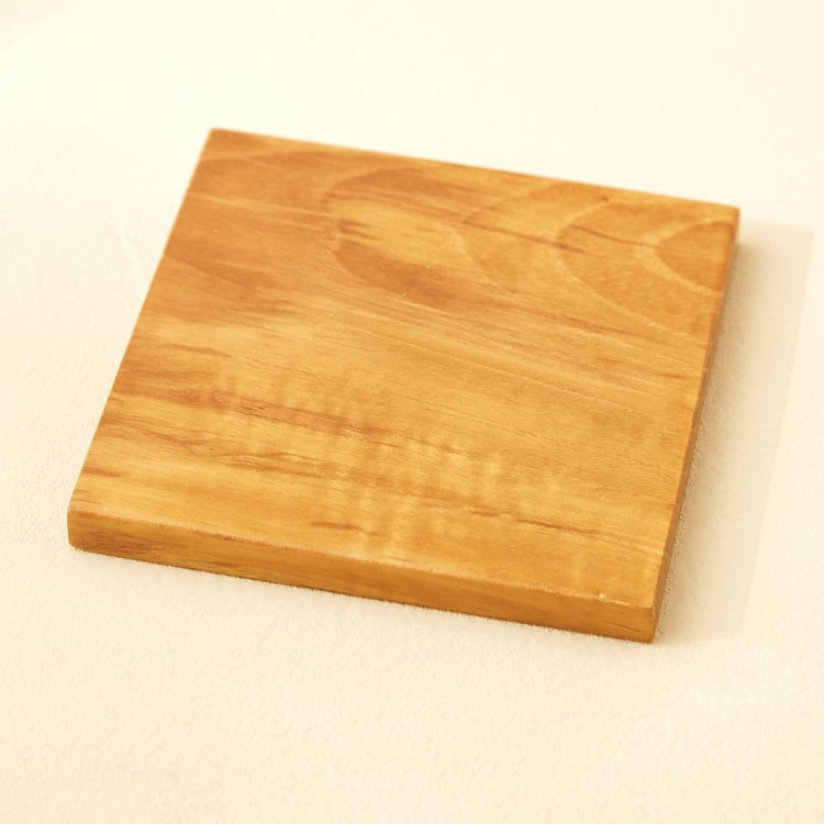 Haze Dietes 5Pcs Teak Wood Coasters with Holder