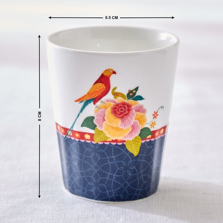 Jalsa 7Pcs Bone China Printed Cutting Chai Cups with Stand - 160ml