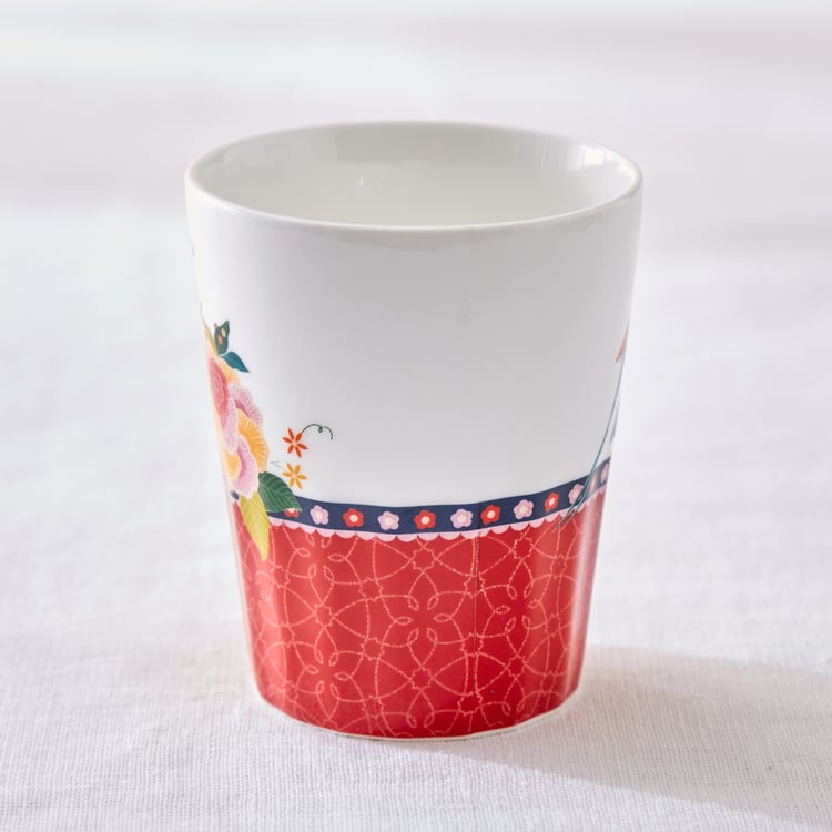 Jalsa 7Pcs Bone China Printed Cutting Chai Cups with Stand - 160ml