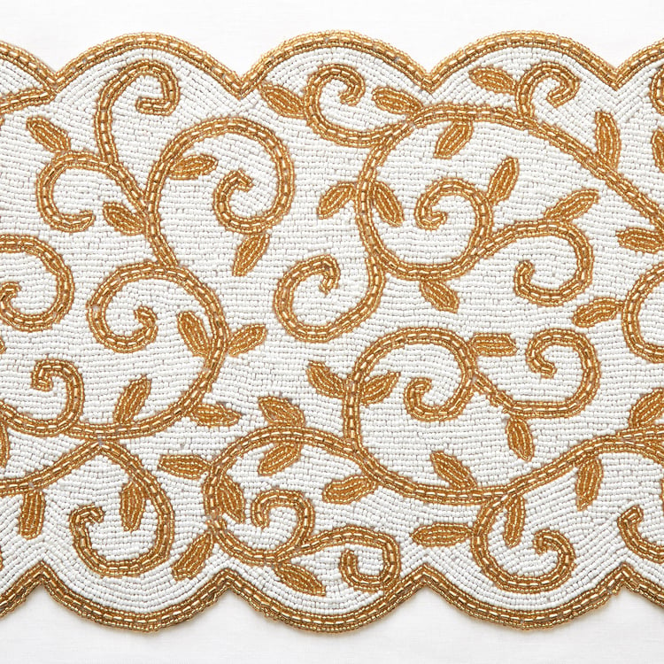 Halcyon Swirl Beaded Table Runner