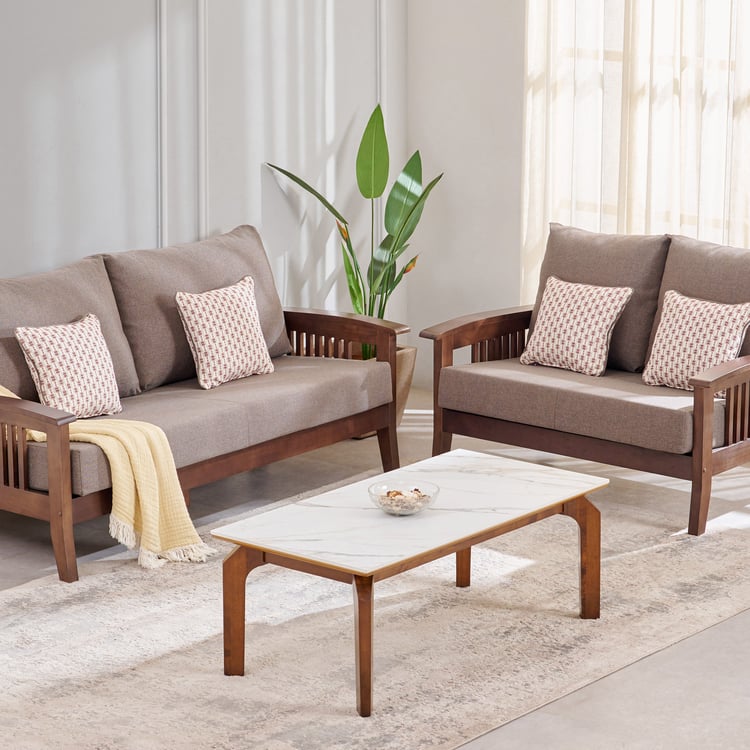 Abby Fabric 3+2 Seater Sofa Set - Brown