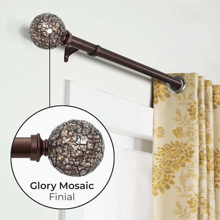 DECO WINDOW Premium Extendable Single Curtain Rod - 25mm, Mosaic Brown (36-66in)