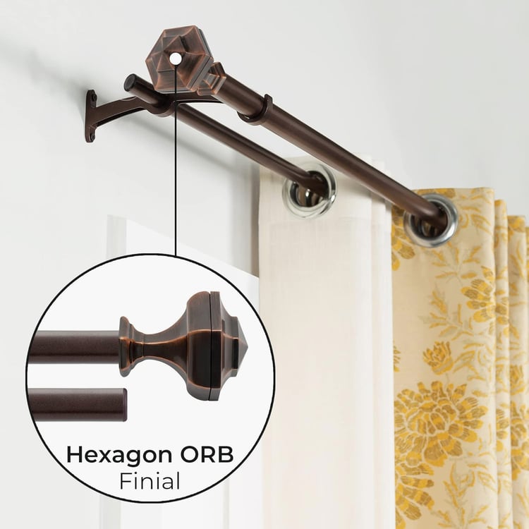 DECO WINDOW Premium Extendable Double Curtain Rods - 19mm, Brown (36-66in)