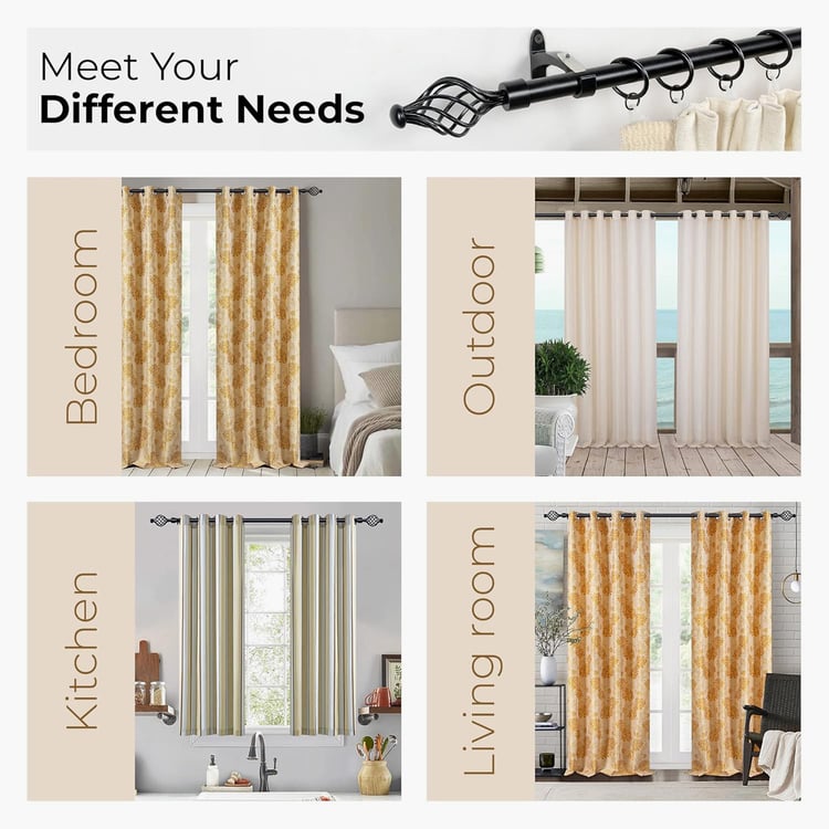 DECO WINDOW Premium Extendable Single Curtain Rod - 19mm, Black Matt (36-66in)