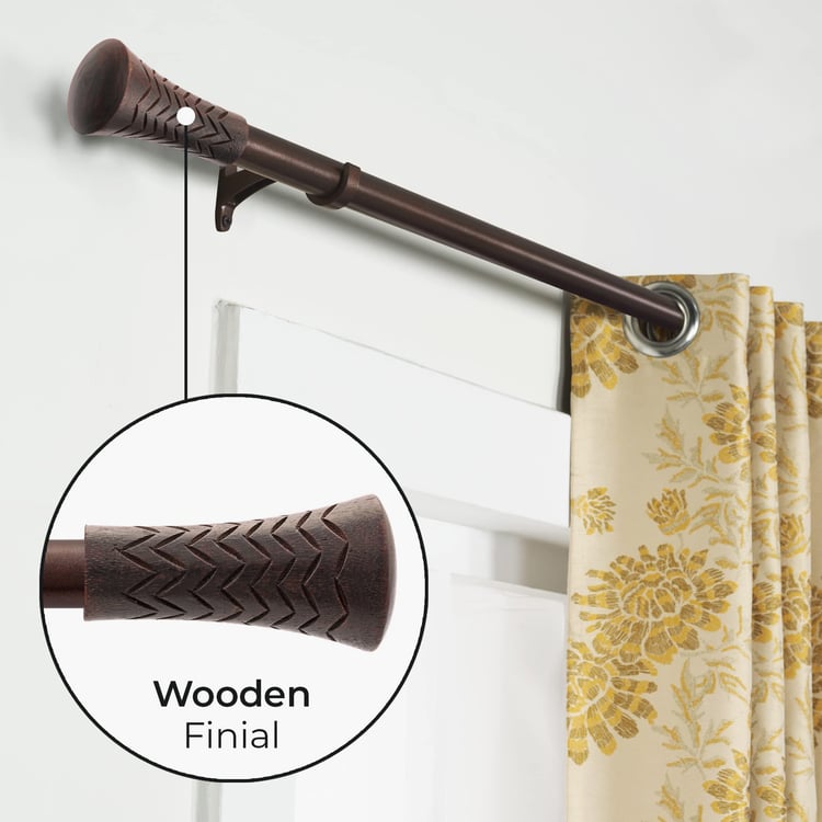 DECO WINDOW Premium Extendable Single Curtain Rod - 19mm, Brown (36-66in)