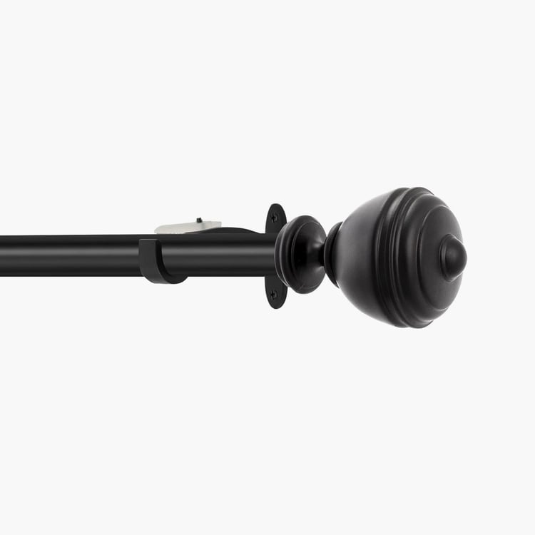 DECO WINDOW Premium Extendable Single Curtain Rod - 25mm, Black (36-66in)