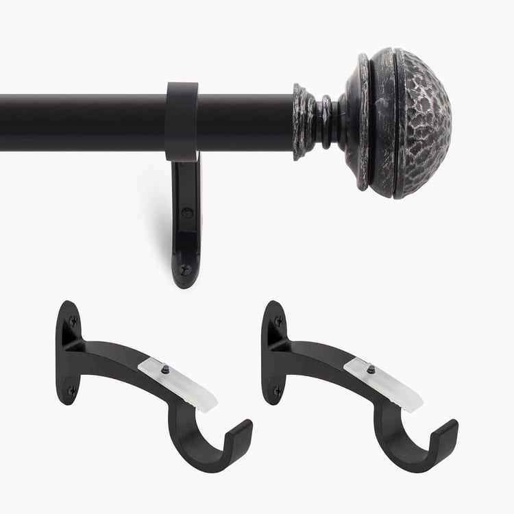 DECO WINDOW Premium Extendable Farmhouse Single Curtain Rod - 25mm, Black Matte (33-66in)