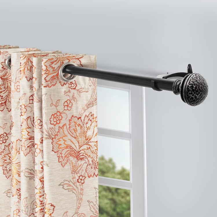 DECO WINDOW Premium Extendable Farmhouse Single Curtain Rod - 25mm, Black Matte (33-66in)