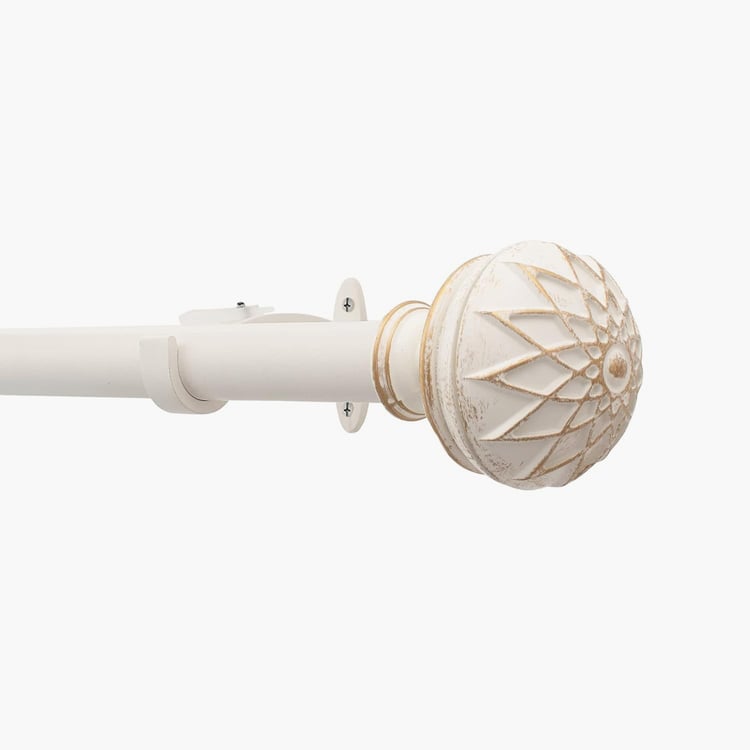 DECO WINDOW Premium Extendable Single Curtain Rod - 25mm, Ivory (52-144in)