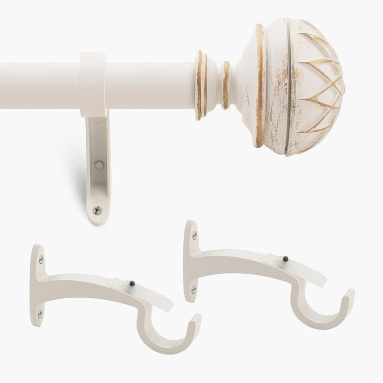 DECO WINDOW Premium Extendable Single Curtain Rod - 25mm, Ivory (52-144in)