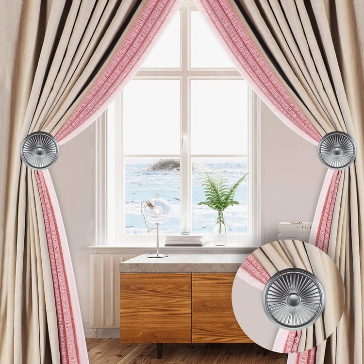 DECO WINDOW Premium Set of 2 Iron Disc Curtain Holdbacks - Charcoal