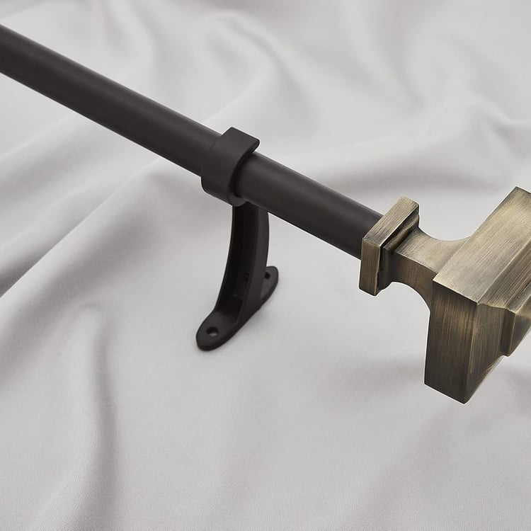 DECO WINDOW Premium Extendable Single Curtain Rod - 19mm, Antique Brass (36-66in)