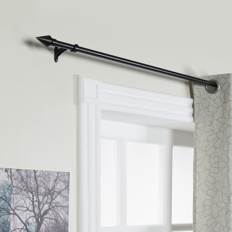 DECO WINDOW Premium Extendable Single Curtain Rod - 19mm, Black (36-66in)