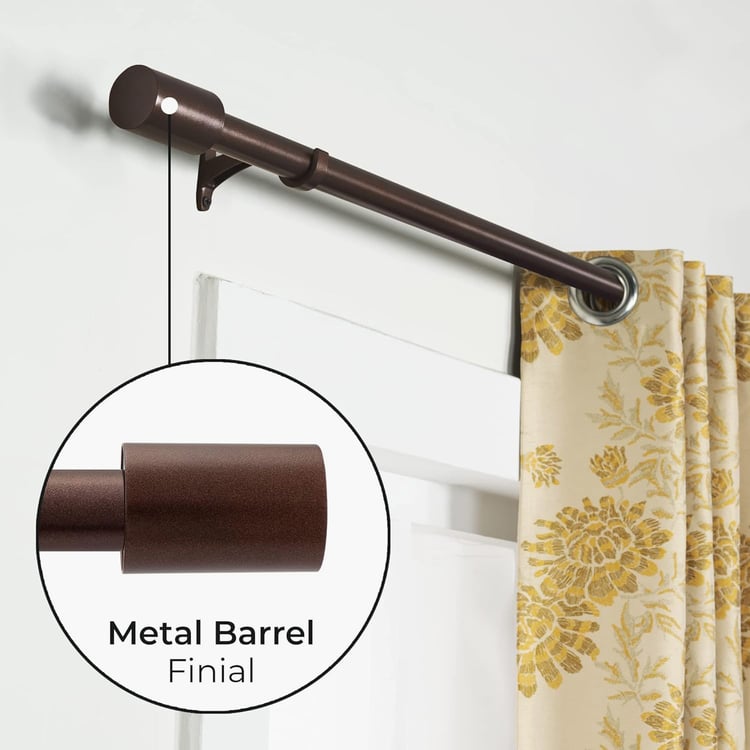 DECO WINDOW Premium Extendable Single Curtain Rod - 25mm, Brown (52-144in)