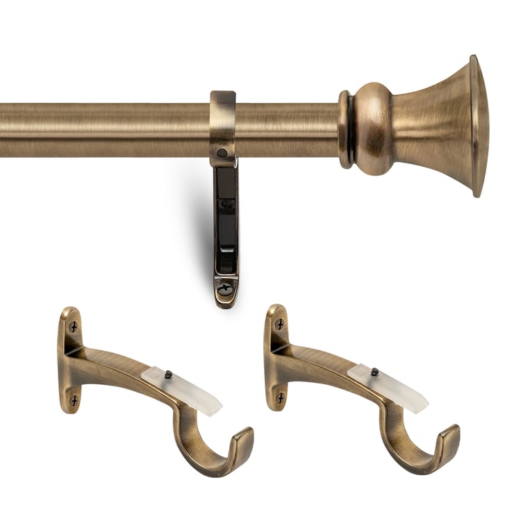 DECO WINDOW Adjustable Curtain Rod - 1", Brass (36-66")