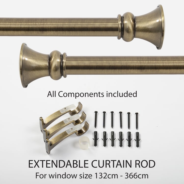 DECO WINDOW Extendable Curtain Rod - 25mm, Brass (52" to 144")