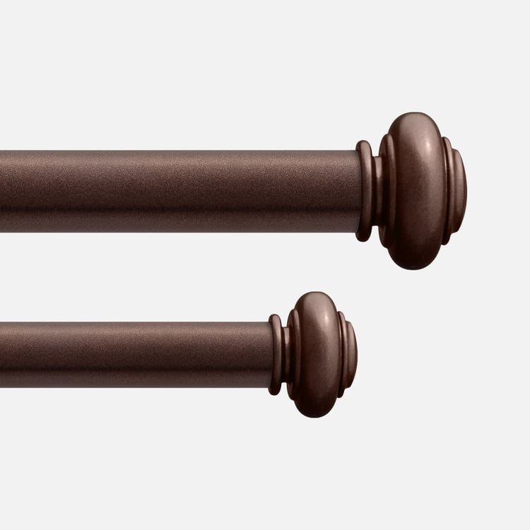 DECO WINDOW Adjustable Double Curtain Rod - 25mm, Brown (52" to 144")