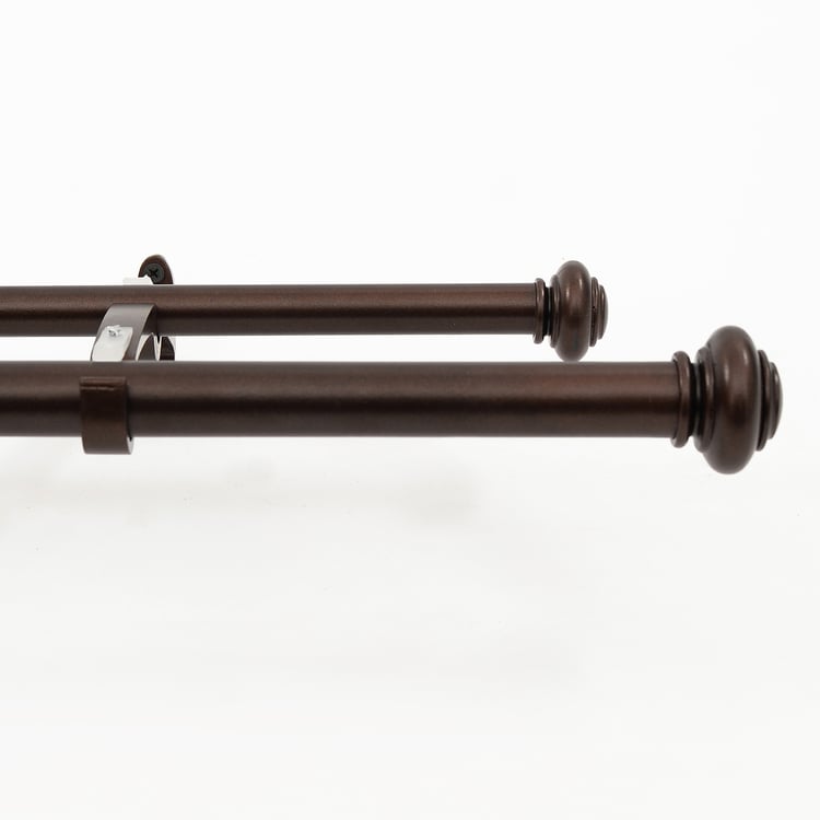 DECO WINDOW Adjustable Double Curtain Rod - 25mm, Brown (52" to 144")