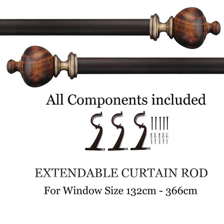 DECO WINDOW Extendable Curtain Rod - 1", Brown Matte (52"-144")