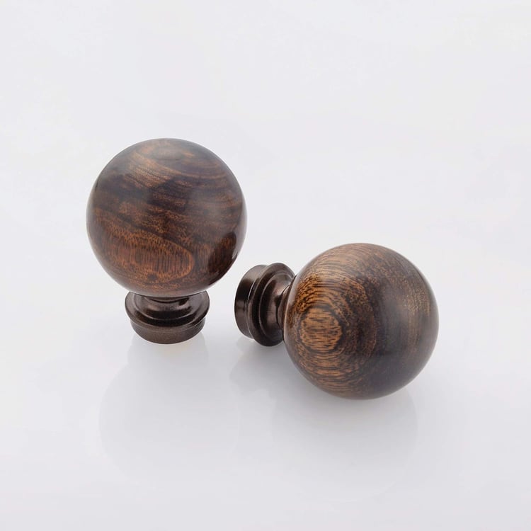 DECO WINDOW Set of 2 Wooden Ball Curtain Rod Finials