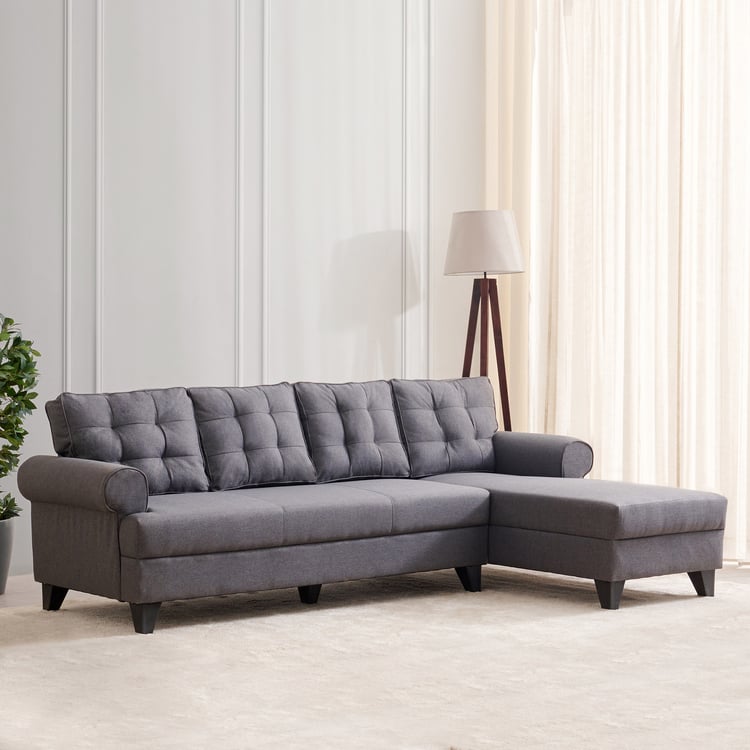 Helios California Fabric 3-Seater Sofa with Right Chaise - Grey