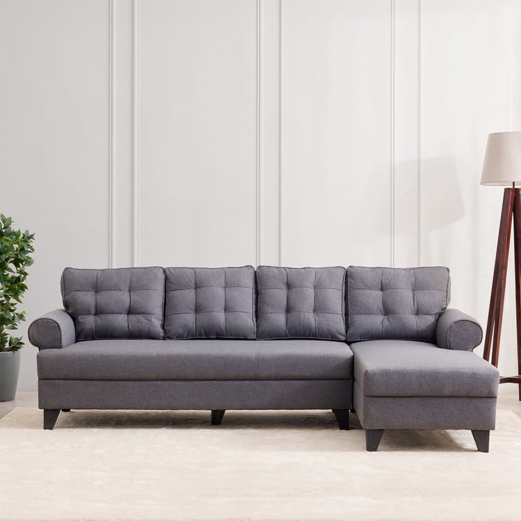 Helios California Fabric 3-Seater Sofa with Right Chaise - Grey