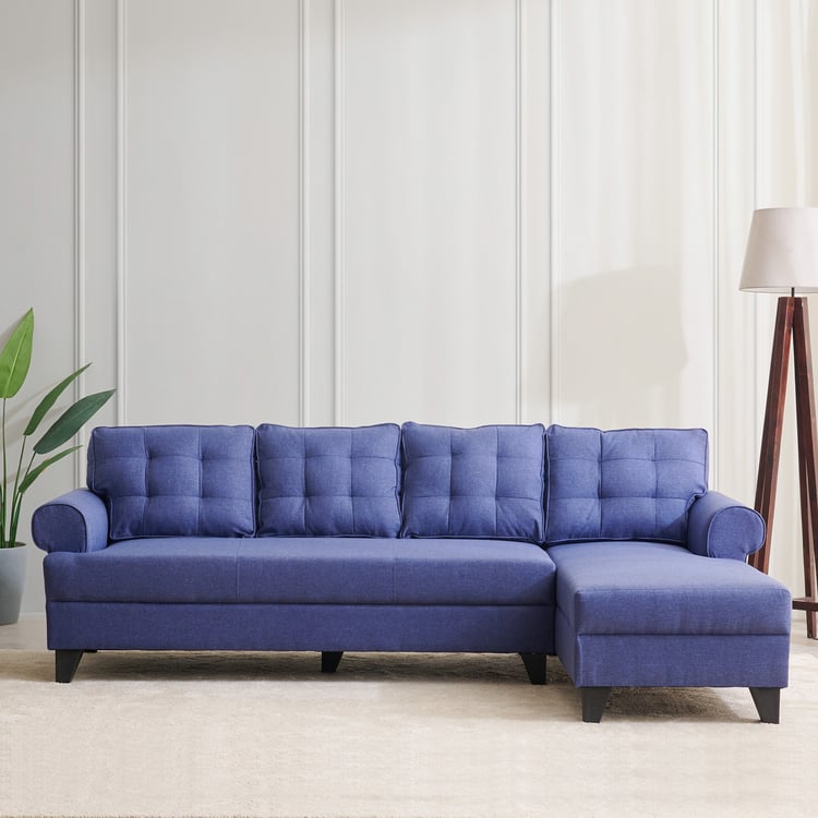 Helios California Fabric 3-Seater Sofa with Right Chaise - Blue