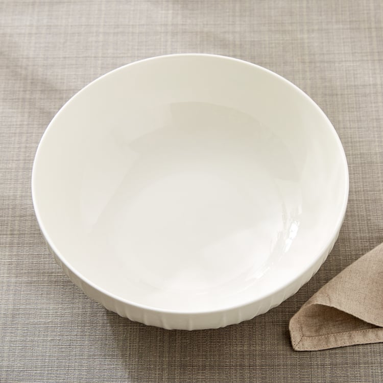 Marshmallow Brook Porcelain Ribbed Serving Bowl - 1.75l